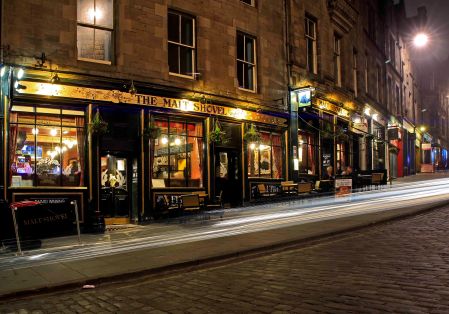 Edinburgh night street scene.